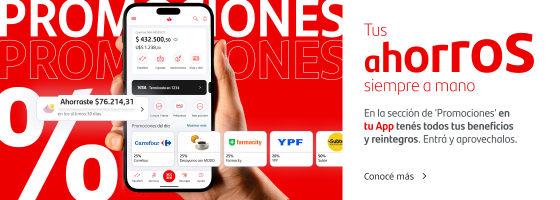 Tus ahorros siempre a mano: En la sección "Promociones" en tu App tenés todos tus beneficios y reintegros. ¡Entrá y aprovechalos!