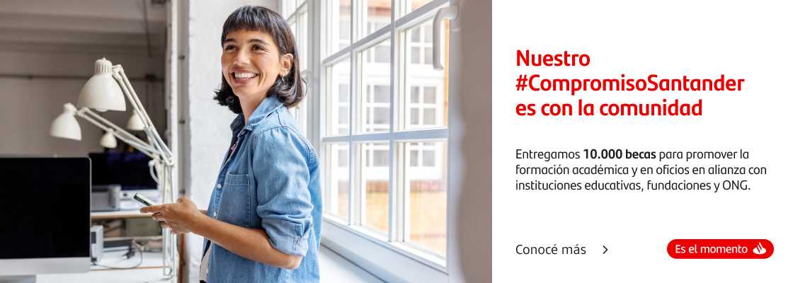 Nuestro #CompromisoSantander es con la comunidad. Entregamos 10.000 becas para promover la formación académica y en oficios en alianza con instituciones educativas, fundaciones y ONG.
