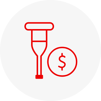 Icono de gastos en muletas