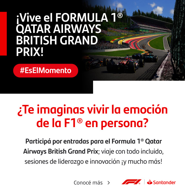 ¿Te imaginas vivir la emoción de la Formula 1® en persona? Participá por entradas para el Formula 1® Qatar Airways British Grand Prix; viaje con todo incluido, sesiones de liderazgo e innovación ¡y mucho más!