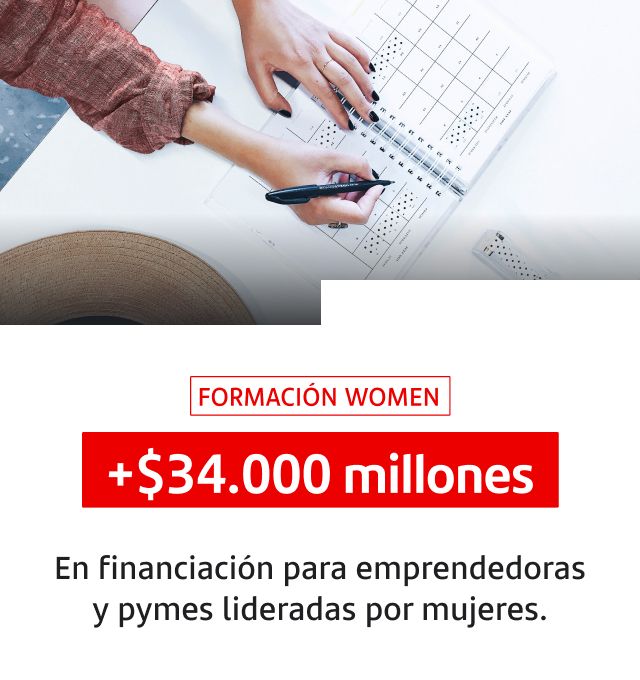 +$34.000 millones. En financiación para emprendedoras y pymes lideradas por mujeres.