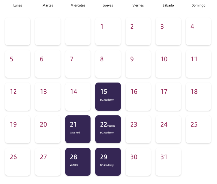 Calendario septiembre formación women